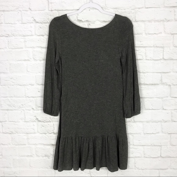 Aime Gray Drop Waist Peplum Tunic Mini Dress S - Picture 2 of 5